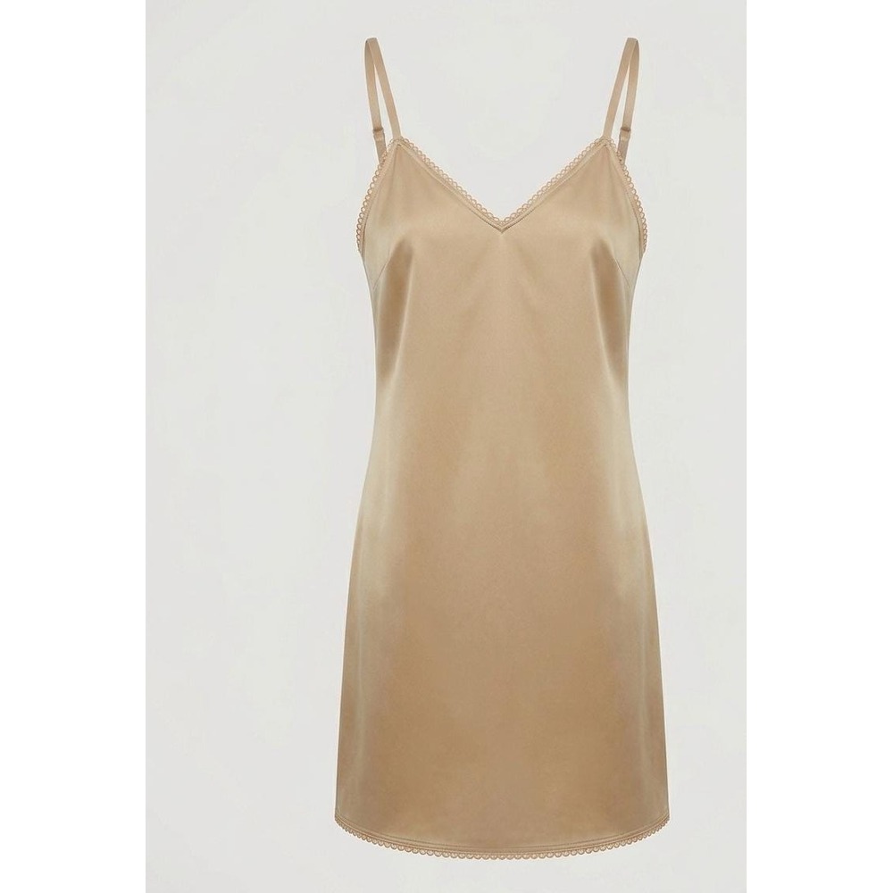 D&G Dolce & Gabbana Satin Slip Dress Womens S Beige Good Y2K Vintage Mini Dress
